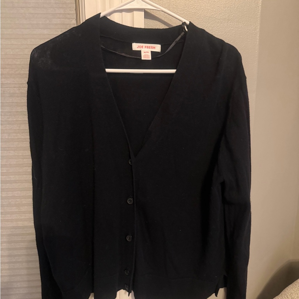 Black Cardigan Sweater 100% cotton/linen blend